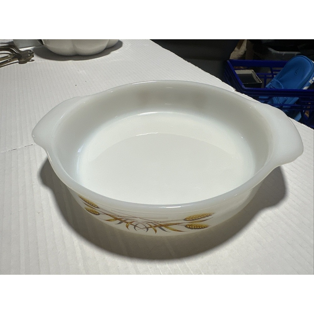 Fire King Wheat Pattern 8" Handled Cake Dish Pan #450 1960's